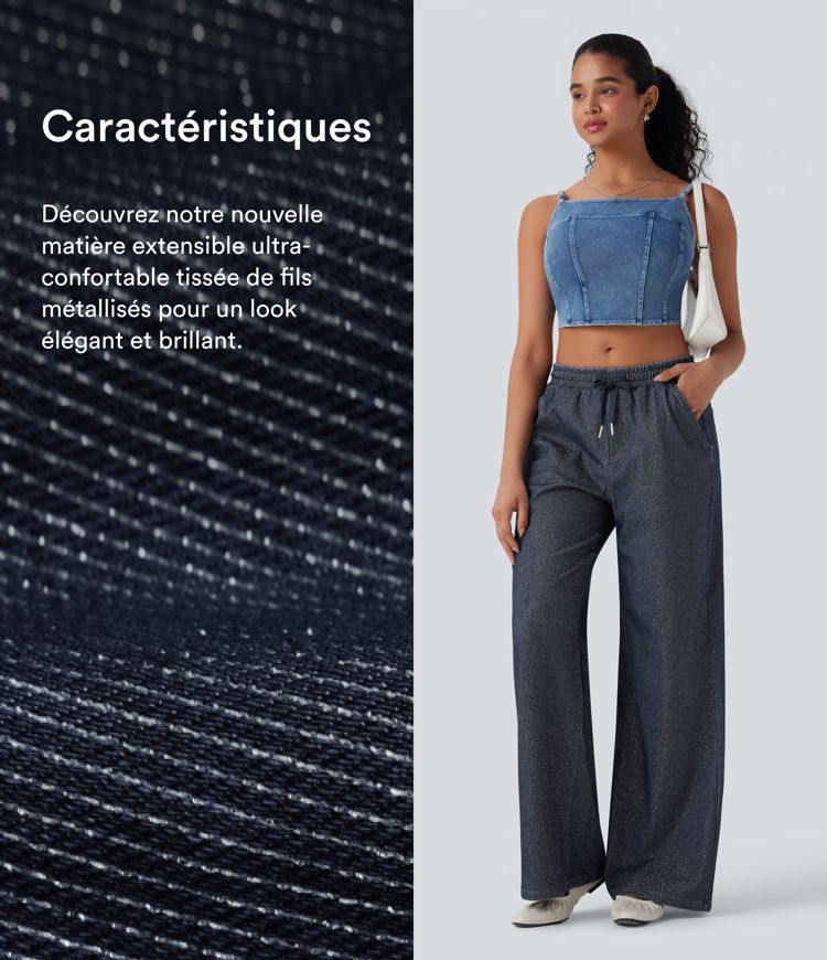 Jogging taille basse Halara Flex™ jambes larges, effet sparkle, avec poches