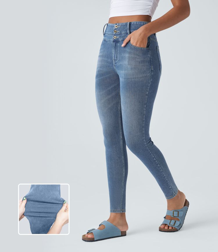 Halara Flex™ High Waisted Zipper Pockets Women Casual Skinny Denim Jeans