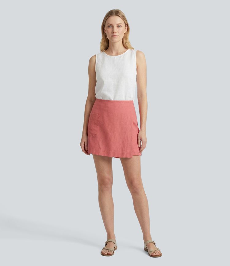 Mid Rise Wrap Casual Skort with Pocket