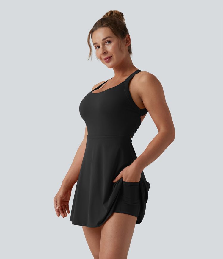 Softlyzero™ Airy - Rückenfreies Sportkleid mit Seitentaschen und Cool-Touch - Easy Peezy Edition, E-G Cups