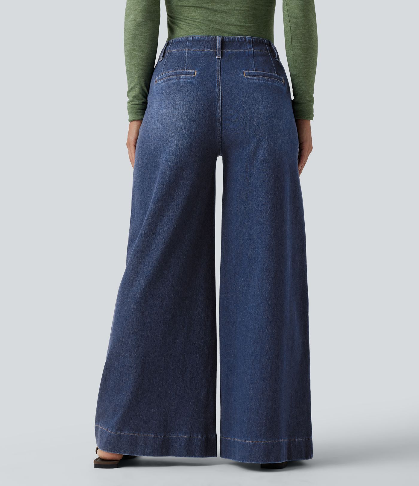Halara Flex™ High Waisted Pockets Washed Casual Wide Leg Jeans