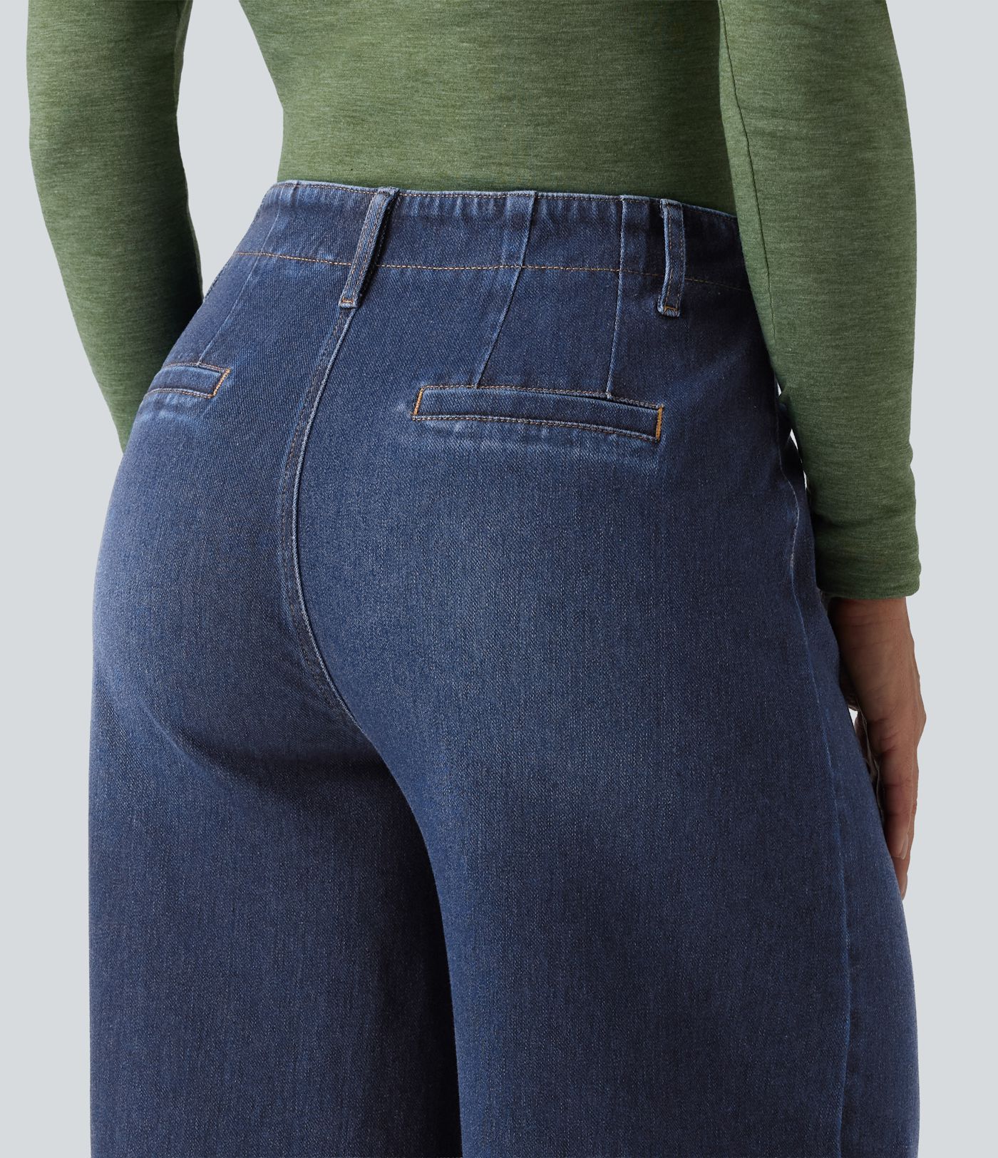 Halara Flex™ High Waisted Pockets Washed Casual Wide Leg Jeans