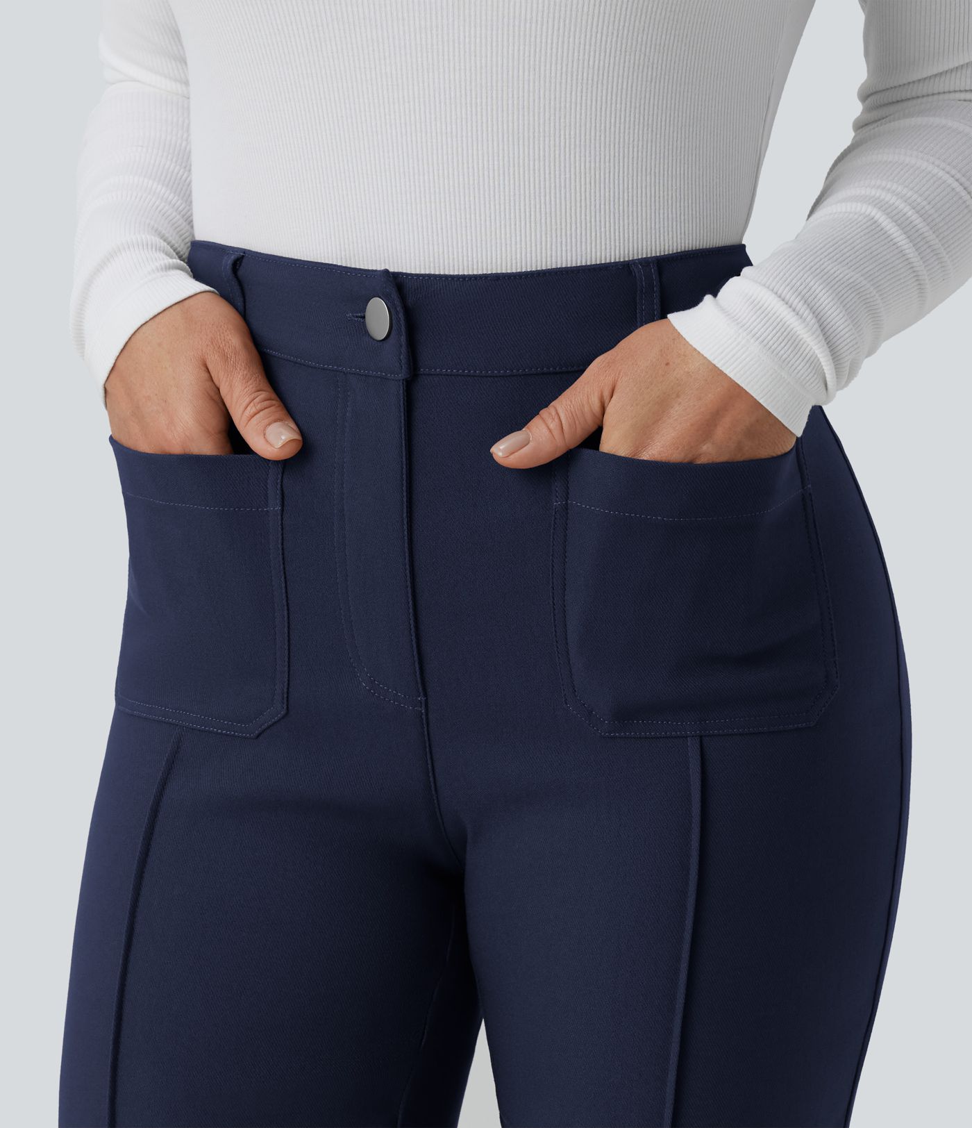 Pantalon évasé taille haute pour le travail avec poches
