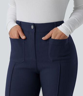 Pantalon évasé taille haute pour le travail avec poches