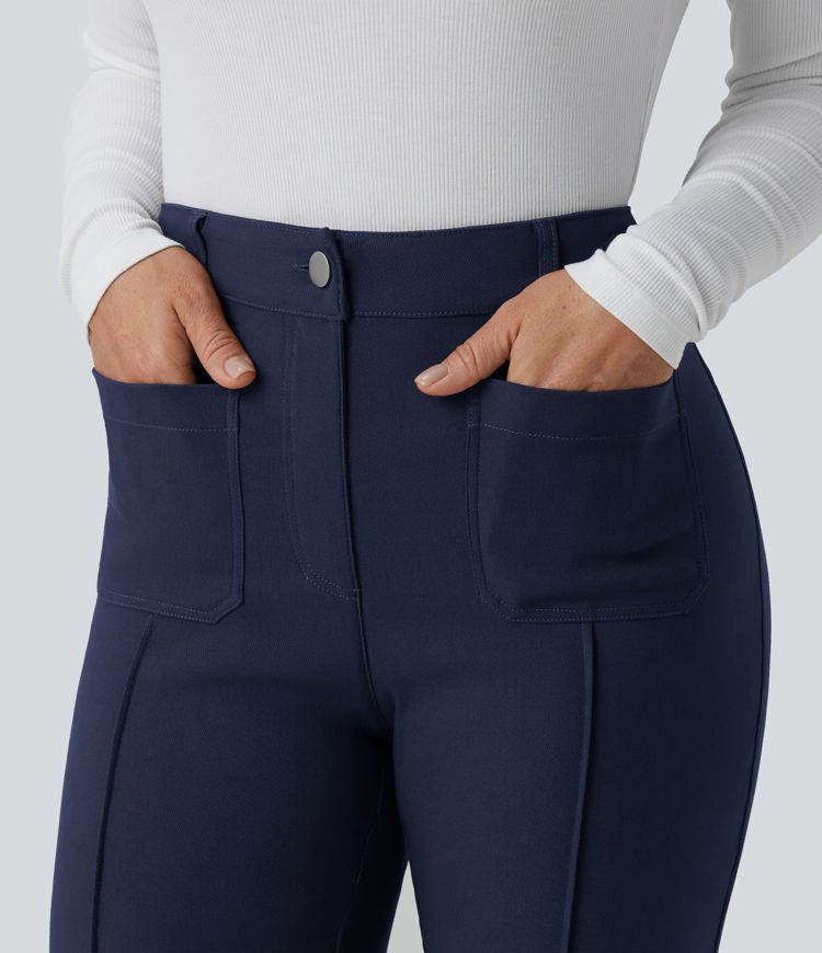 Pantalon évasé taille haute pour le travail avec poches