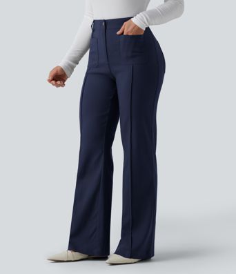Pantalon évasé taille haute pour le travail avec poches