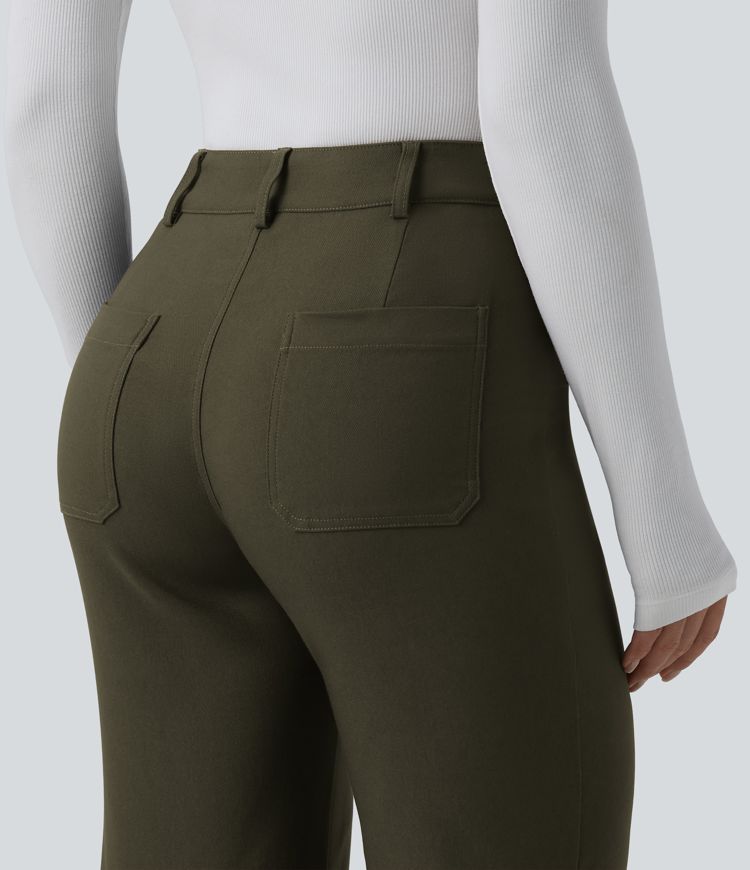 High Waisted Work Flare Trousers with Pockets High Waisted Work Flare Trousers with Pockets