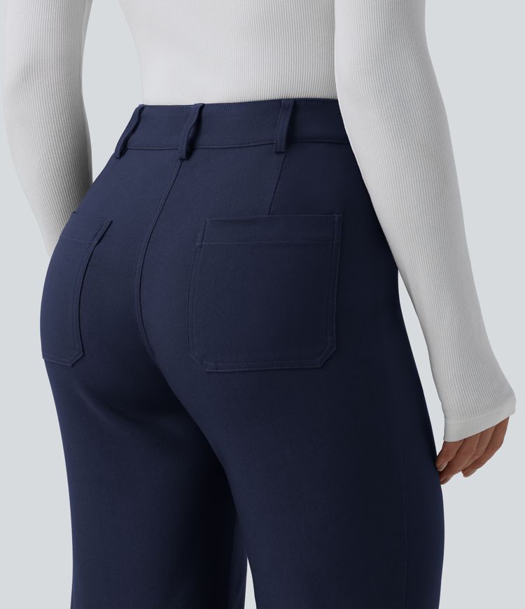 Pantalon évasé taille haute pour le travail avec poches