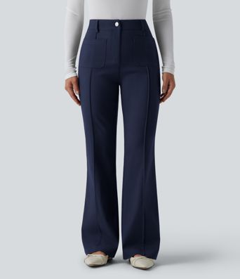 Pantalon évasé taille haute pour le travail avec poches