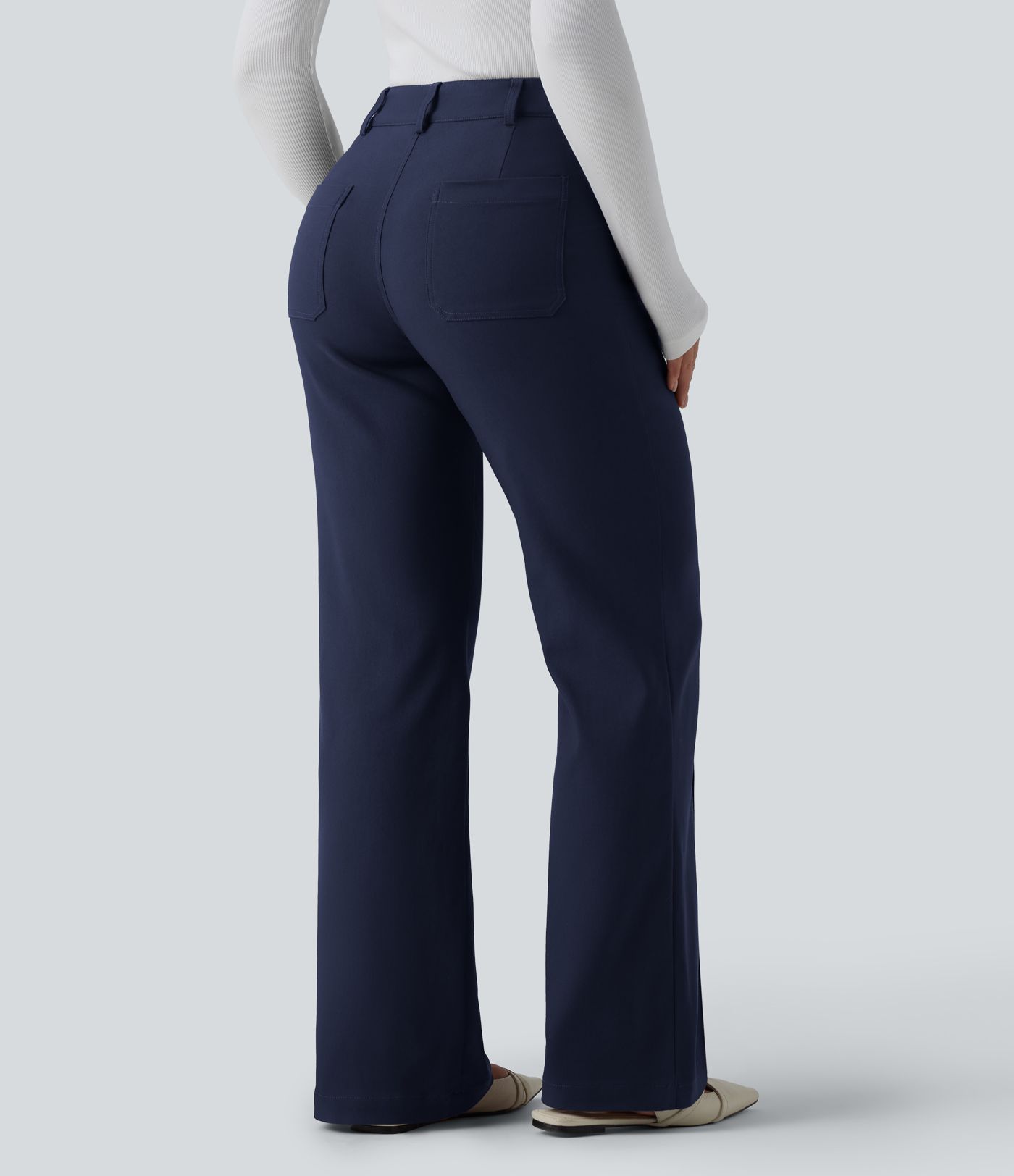 Pantalon évasé taille haute pour le travail avec poches