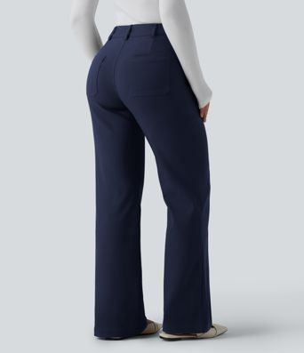 Pantalon évasé taille haute pour le travail avec poches