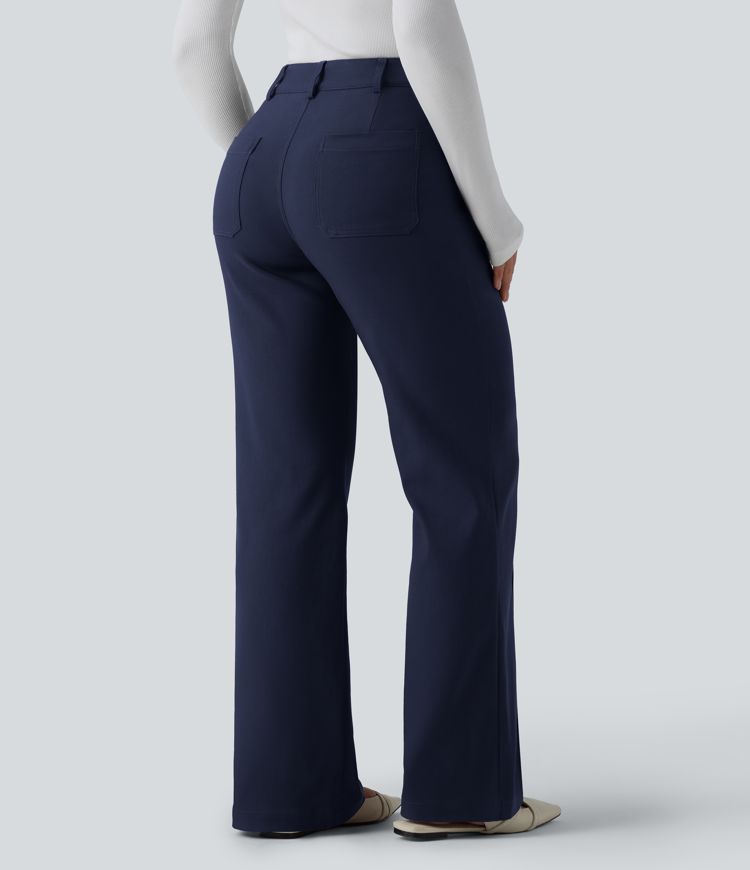 Pantalon évasé taille haute pour le travail avec poches