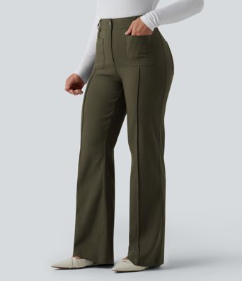 High Waisted Work Flare Trousers with Pockets High Waisted Work Flare Trousers with Pockets