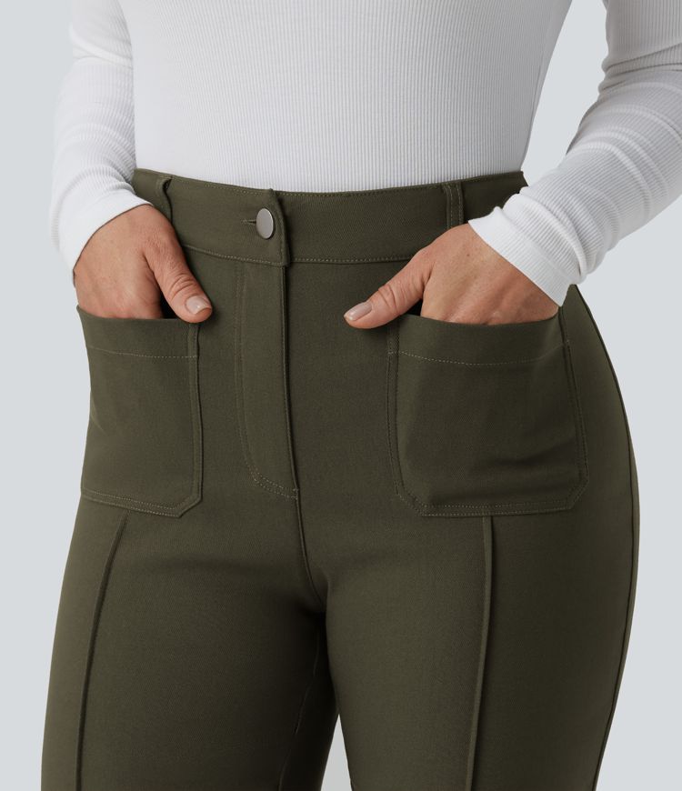 High Waisted Work Flare Trousers with Pockets High Waisted Work Flare Trousers with Pockets
