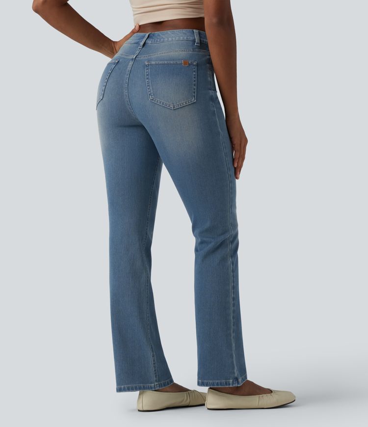 Halara Flex™ High Waisted Pockets Washed Casual Bootcut Jeans