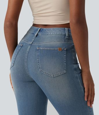 Halara Flex™ High Waisted Pockets Washed Casual Bootcut Jeans