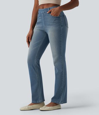 Halara Flex™ High Waisted Pockets Washed Casual Bootcut Jeans