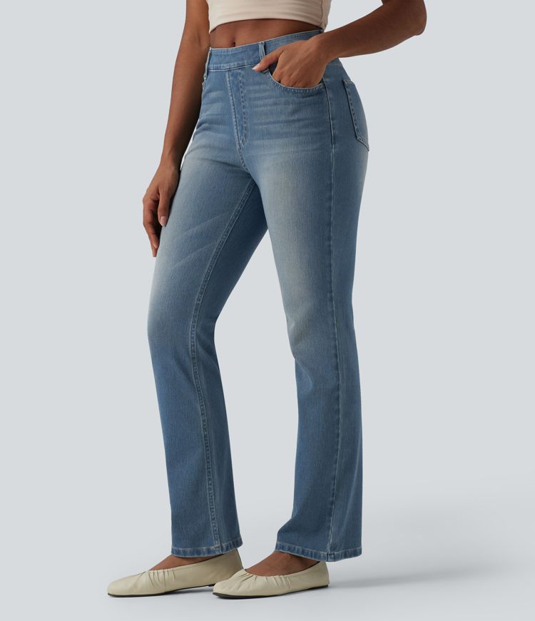 Halara Flex™ High Waisted Pockets Washed Casual Bootcut Jeans