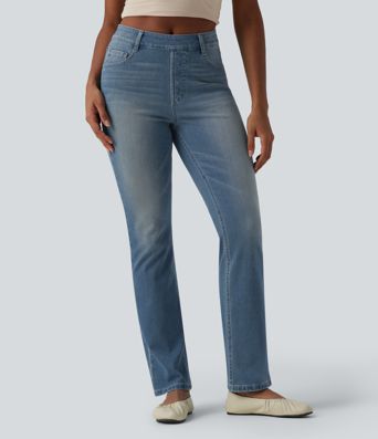 Halara Flex™ High Waisted Pockets Washed Casual Bootcut Jeans
