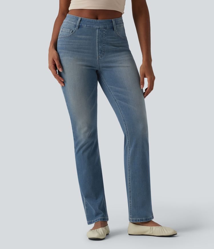 Halara Flex™ High Waisted Pockets Washed Casual Bootcut Jeans