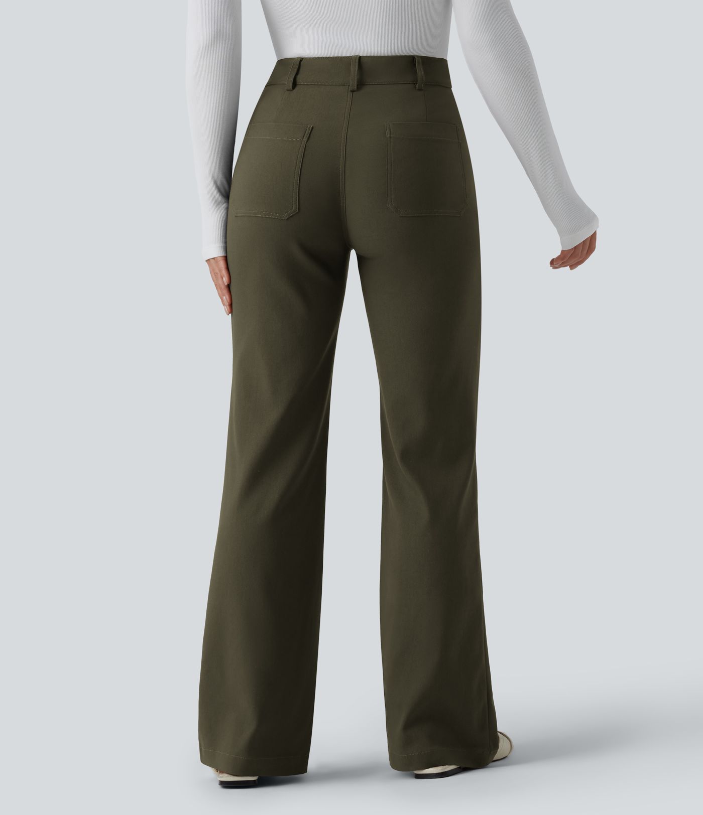 High Waisted Work Flare Trousers with Pockets High Waisted Work Flare Trousers with Pockets