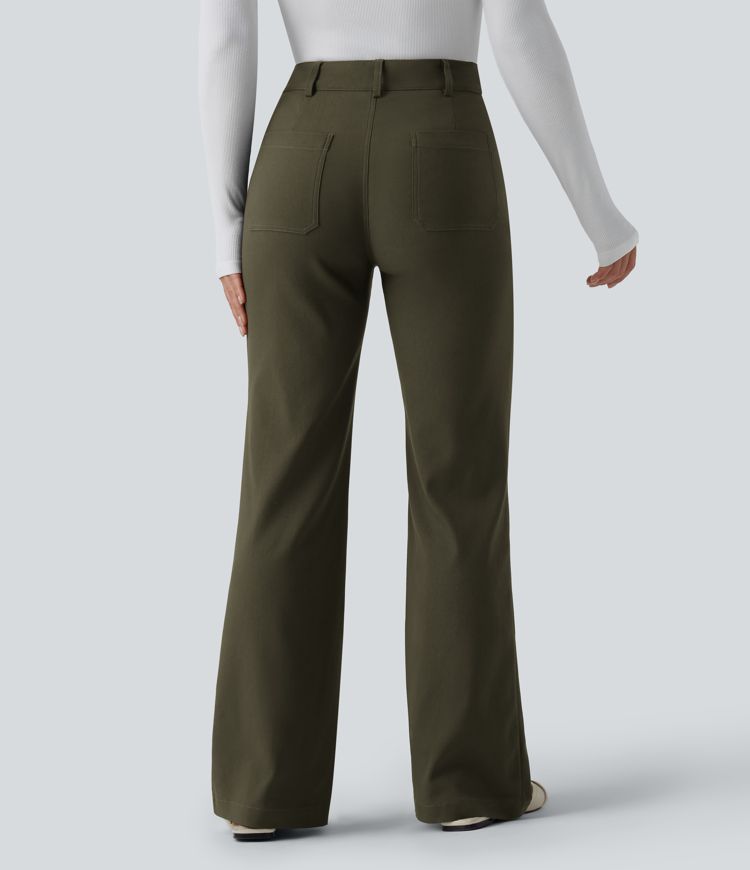 High Waisted Work Flare Trousers with Pockets High Waisted Work Flare Trousers with Pockets