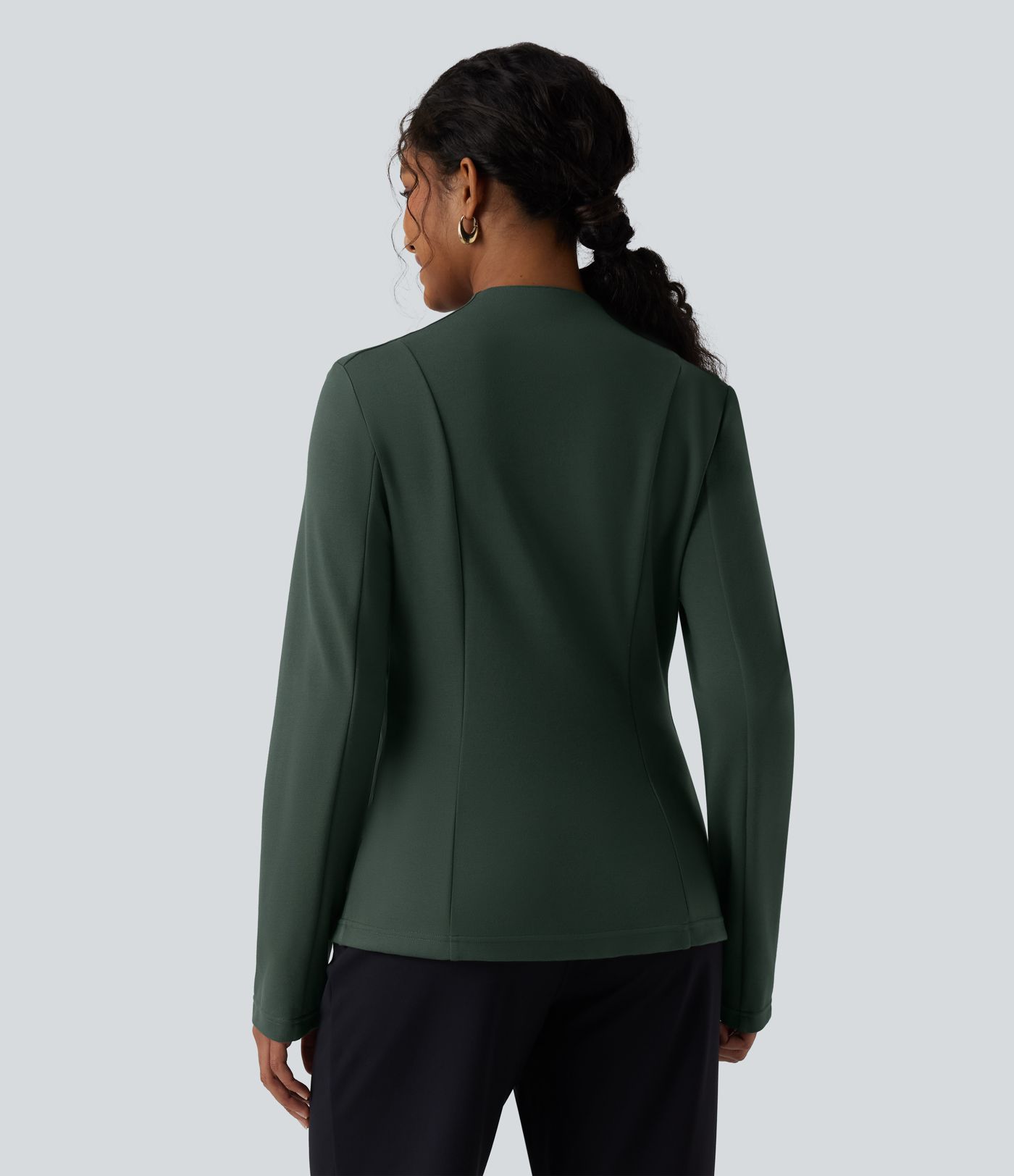 SculptKnit - Arbeits-Blazer mit V-Ausschnitt und langen Ärmeln