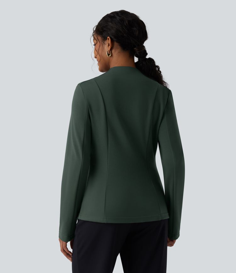 SculptKnit - Arbeits-Blazer mit V-Ausschnitt und langen Ärmeln