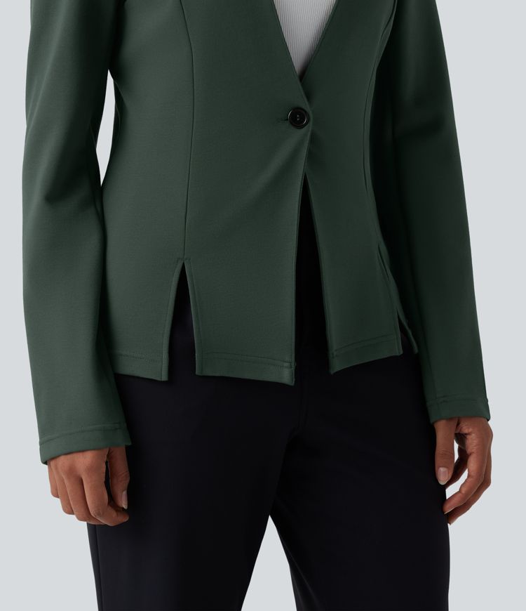 SculptKnit - Arbeits-Blazer mit V-Ausschnitt und langen Ärmeln