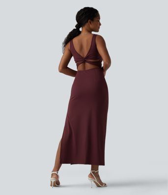 SoftlyZero™ миди рокля с квадратно деколте — въздушна, прилепнала (bodycon) с охлаждащо усещане, UPF50+