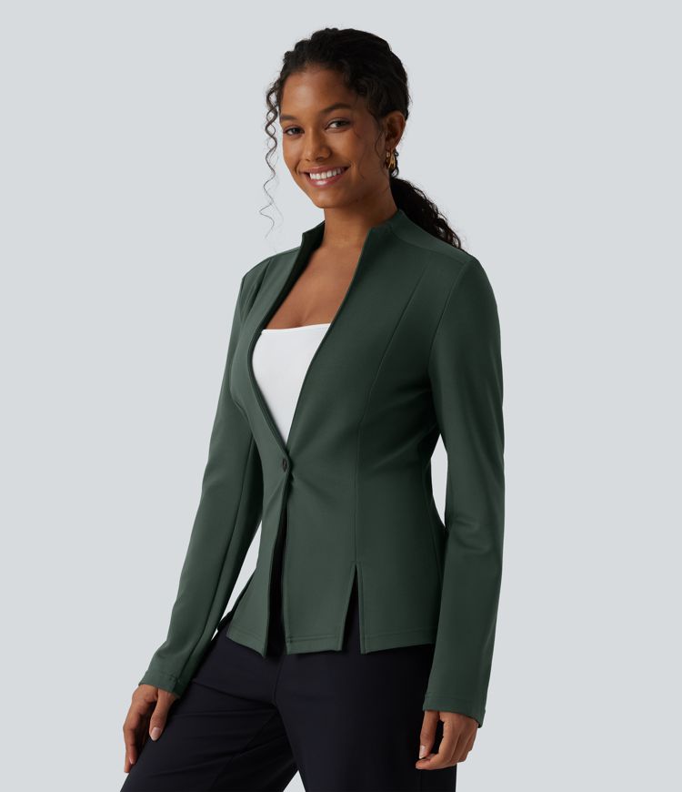 SculptKnit - Arbeits-Blazer mit V-Ausschnitt und langen Ärmeln
