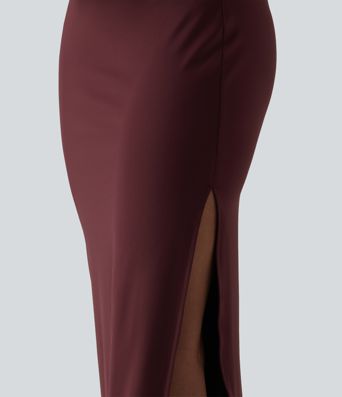 SoftlyZero™ миди рокля с квадратно деколте — въздушна, прилепнала (bodycon) с охлаждащо усещане, UPF50+