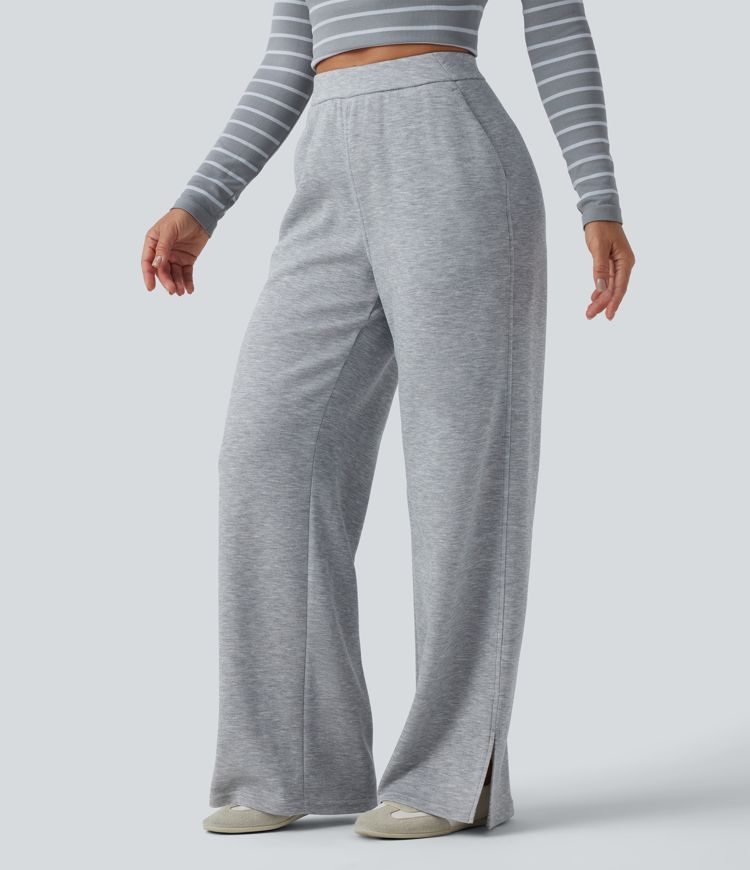 High Waisted Straight Leg Casual Sweatpants with Pockets