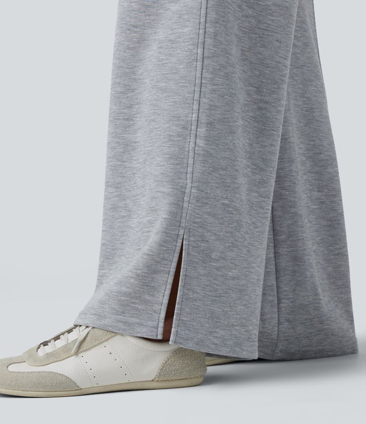 High Waisted Straight Leg Casual Sweatpants with Pockets