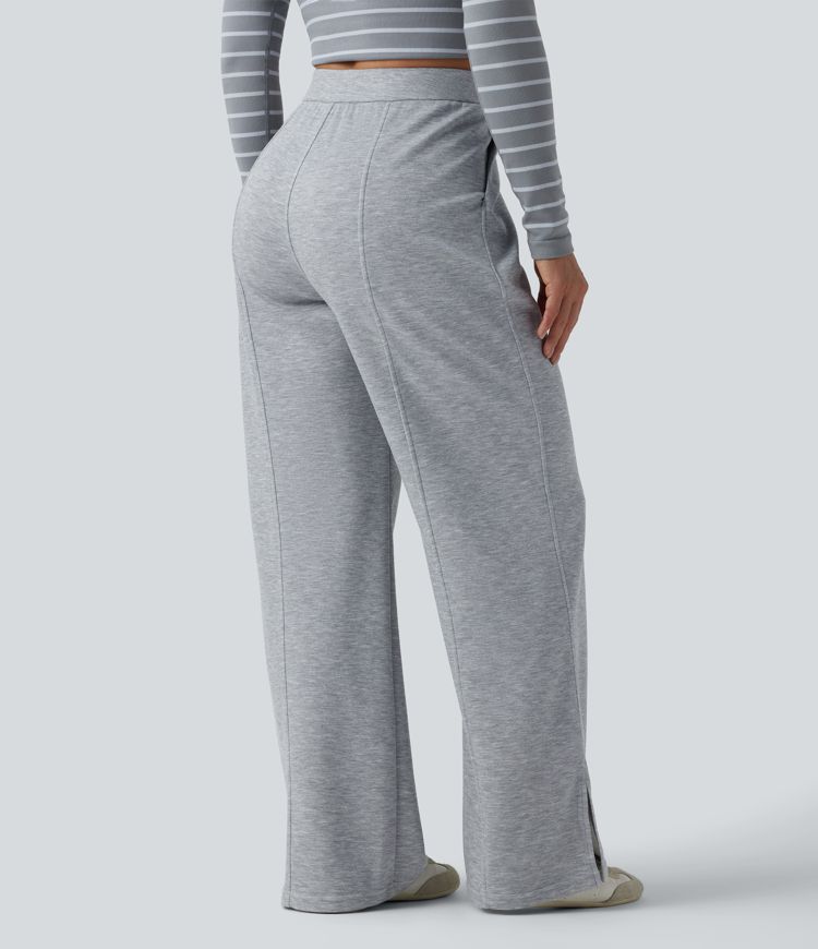 High Waisted Straight Leg Casual Sweatpants with Pockets