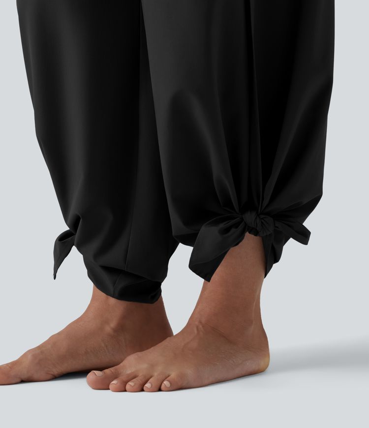 Breezeful™ High Waisted Ruched Split Quick Dry Resort Flowy Pants with Pockets