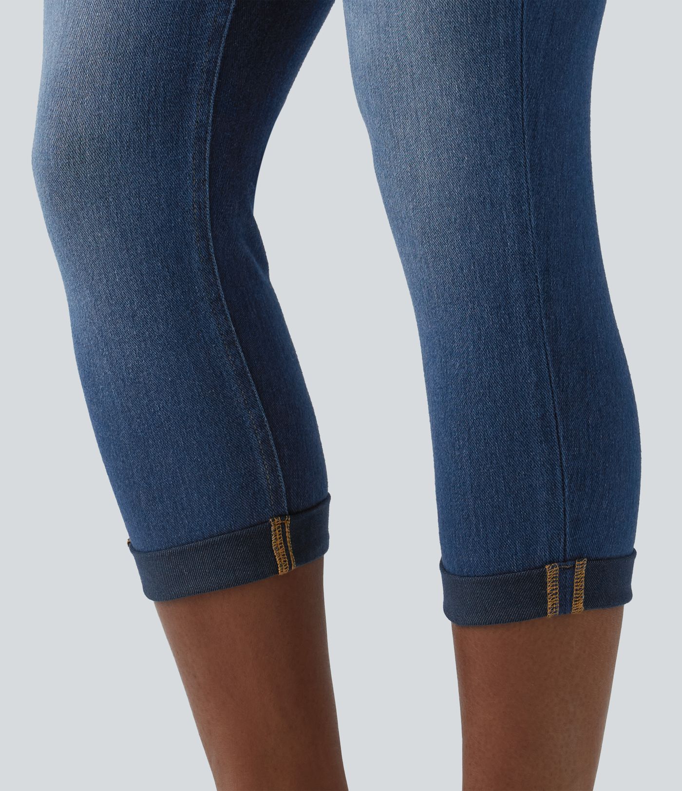 Halara Flex™ High Waisted Rolled Hem Capri Casual Skinny Jeans with Pockets