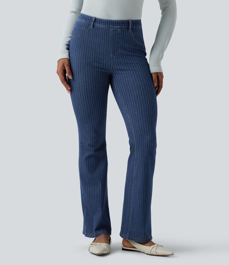 Halara Flex™ Mid Rise Stripe Flare Casual Jeans with Pockets