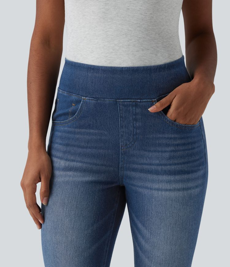 Halara Flex™ High Waisted Rolled Hem Capri Casual Skinny Jeans with Pockets