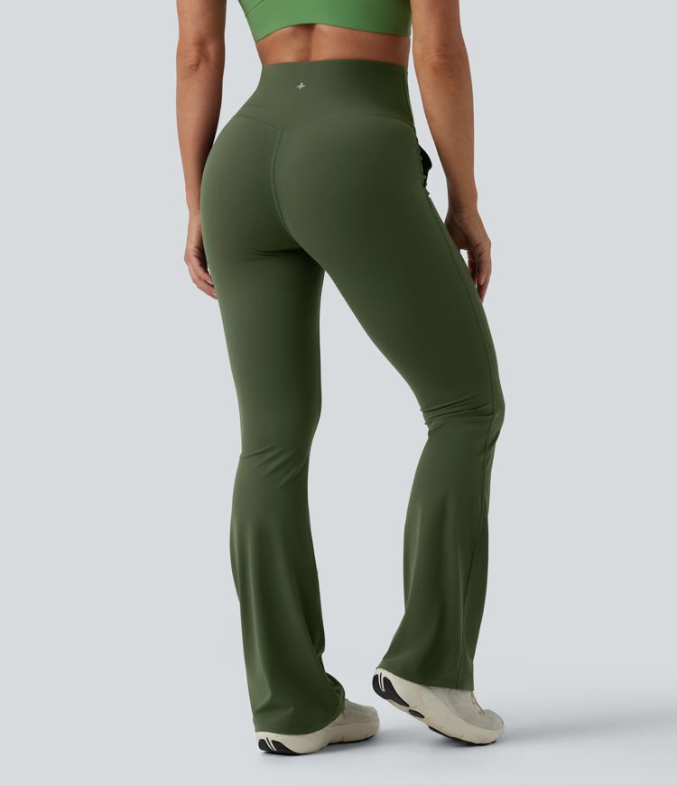 High Waisted Tummy Control Bootcut Yoga Leggings with Pockets