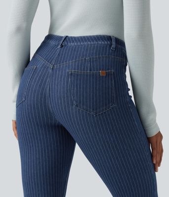 Halara Flex™ Mid Rise Stripe Flare Casual Jeans with Pockets