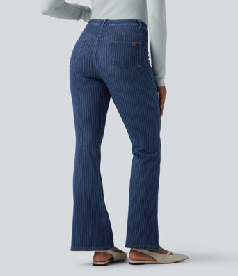 Halara Flex™ Mid Rise Stripe Flare Casual Jeans with Pockets