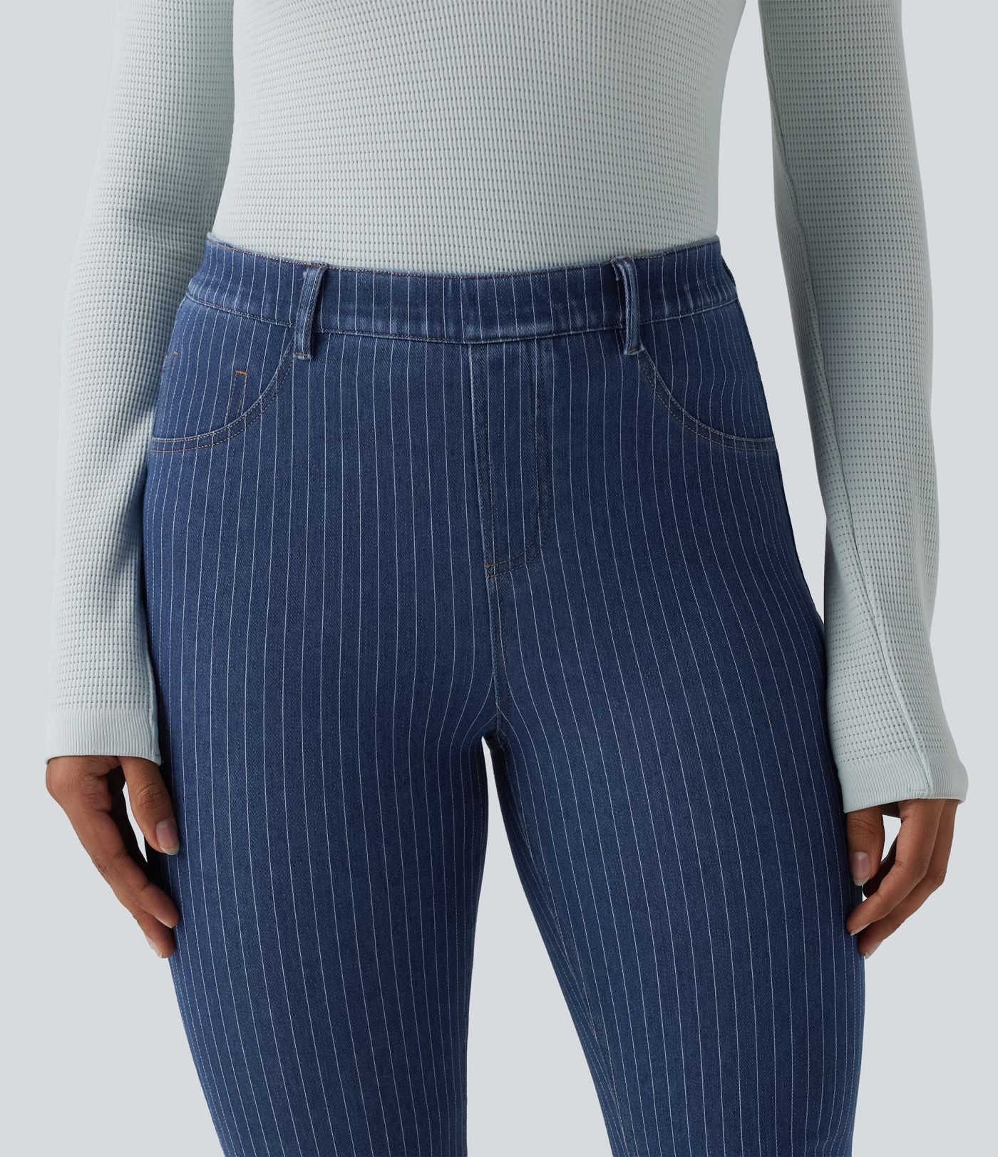 Halara Flex™ Mid Rise Stripe Flare Casual Jeans with Pockets