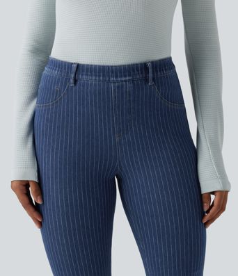 Halara Flex™ Mid Rise Stripe Flare Casual Jeans with Pockets