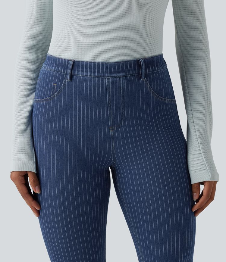 Halara Flex™ Mid Rise Stripe Flare Casual Jeans with Pockets