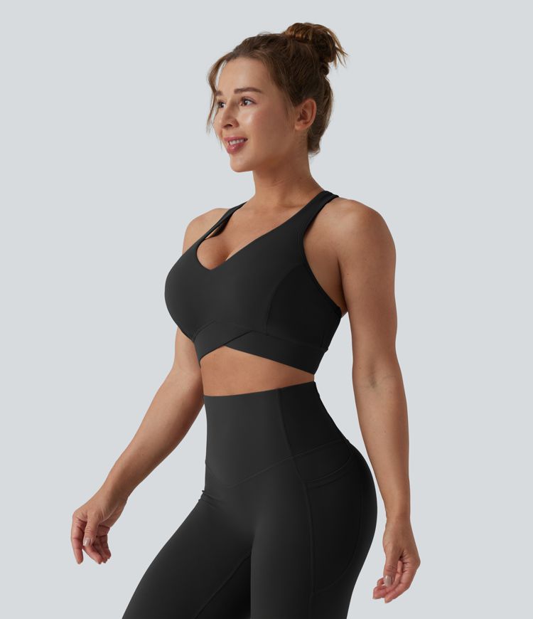 Halara UltraSculpt™ Light Support V Neck Racerback Running Sports Bra D-F Cups