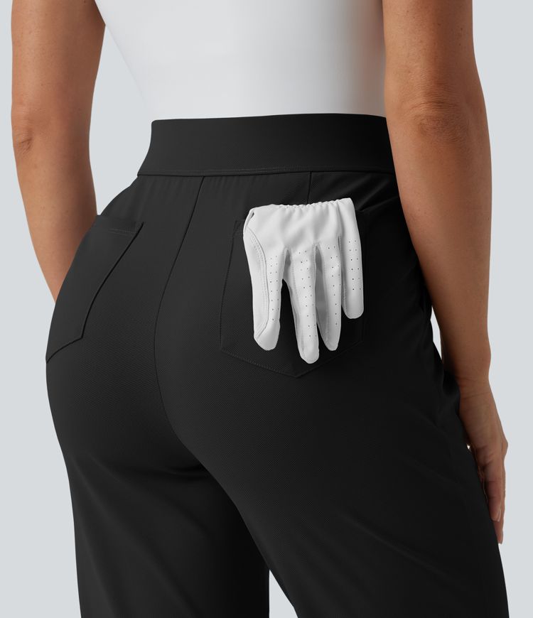 Golfhose mit hohem Bund, mehreren Taschen, Golf-Tee-Tasche und geradem Bein - schnelltrocknend, UPF40+