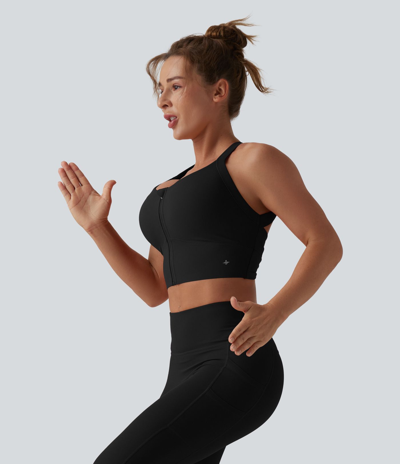 Halara UltraSculpt™ Light Support Push-Up Zipper Cut Out Running Sports Bra D-F Cups