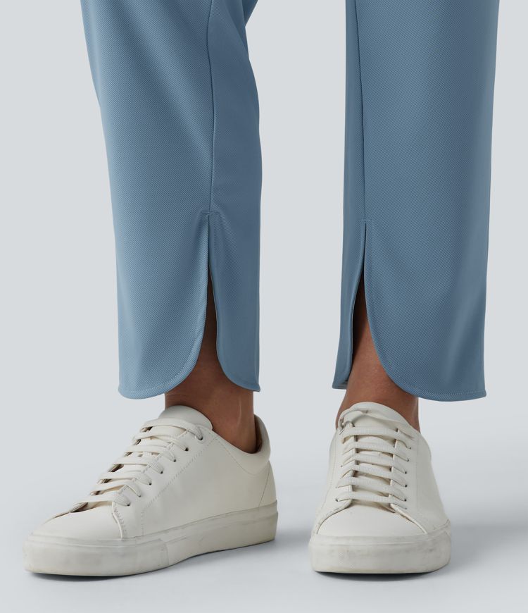 High Waisted Split Straight Leg Quick Dry Golf Pants with Pockets-Golf Tee Pocket-UPF40+