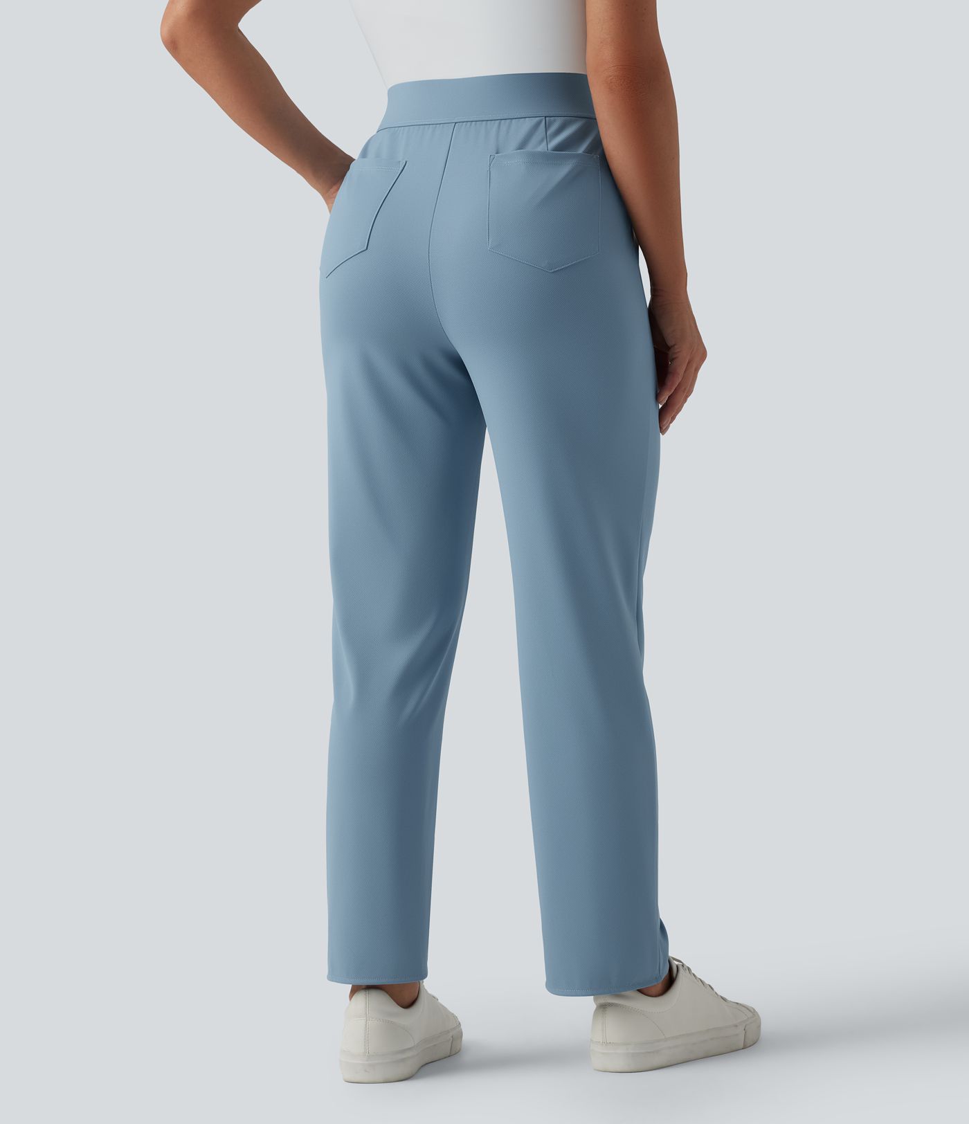 High Waisted Split Straight Leg Quick Dry Golf Pants with Pockets-Golf Tee Pocket-UPF40+
